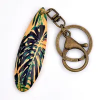 Hawaii style wood custom shape keychain customize image and name wood keyrings