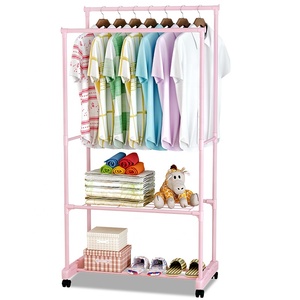 Appendiabiti Moderno in Metallo Rosa <span class=keywords><strong>per</strong></span> Camera dei Bambini, Stendibiancheria da Terra <span class=keywords><strong>per</strong></span> Esterni con Ruote - Product Image 1