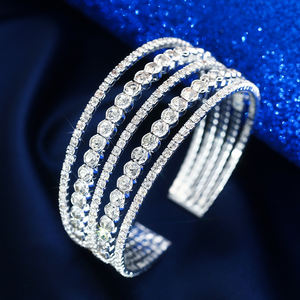 Bruiloft Sieraden Accessoires Bruid Bruidsmeisjes Armbanden Multi-Layer Hand Sieraden Elastische Open Strass Armband - Product Image 2