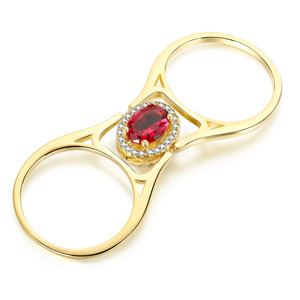 <span class=keywords><strong>Anello</strong></span> Reversibile di Lusso Unico <span class=keywords><strong>con</strong></span> <span class=keywords><strong>Rubino</strong></span> <span class=keywords><strong>Naturale</strong></span>, Set di Anelli Impilabili per Fidanzamento e Matrimonio, Pietra Portafortuna di Luglio, per Vendita all'Ingrosso - Product Image 2