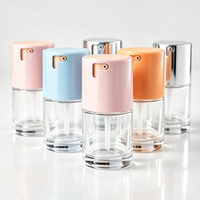 Flacon vide rond en verre transparent coloré de haute qualité de 30 ml pour cosmétiques, lotions, huiles, liquides, fond de teint, avec pompe doseuse
