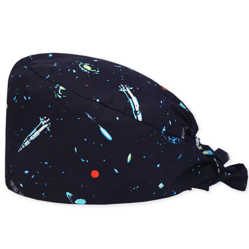 Gorra de operación de algodón para mujer, sombrero de quirófano con estampado, bolsa de médico, gorra de enfermera, gorra de confinamiento, sombrero para el hogar para hombres