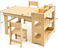 Ensemble table et chaises 5-en-1 pour enfants : table d'activités et de repas, 2 chaises, armoire de rangement, design adapté aux chambres d'enfants