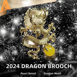 Nuevo Broche de Dragón del Zodiaco en Cobre y Circonio, Estilo Nacional, Unisex, Regalo para el Día del Padre - Product Image 2