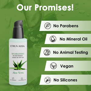 ETRUN ALISA Private Label naturale UV SPF 50 Aloe Vera idratante <span class=keywords><strong>crema</strong></span> <span class=keywords><strong>solare</strong></span> siero protezione <span class=keywords><strong>solare</strong></span> per il viso e il <span class=keywords><strong>corpo</strong></span> - Product Image 4