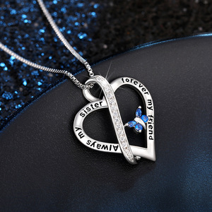 Collana con ciondolo a forma di cuore a forma di farfalla per donna, gioielli di moda, regalo di compleanno - Product Image 3