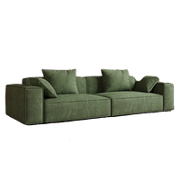 Ensemble de salon de luxe léger en velours nuage de style italien, canapé impérial en rangée droite, moderne, couleur crème, pour hôtel