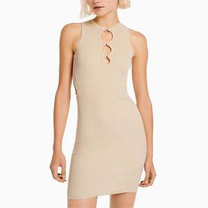 <span class=keywords><strong>Robe</strong></span> <span class=keywords><strong>pull</strong></span> courte en tricot côtelé à découpes et col rond matelassé personnalisée par le fournisseur 2026 pour femmes - Product Image 2