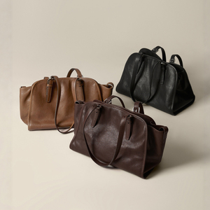 Nouveau sac à main pour <span class=keywords><strong>femme</strong></span> en cuir véritable, première couche de cuir de vache, grande capacité, vintage, rétro, bowling, sac à main à bandoulière unique - Product Image 6