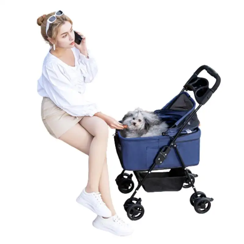 Bello Poussette Chien Cochecito Para Perros Pet Passel Cart Portable Carrier