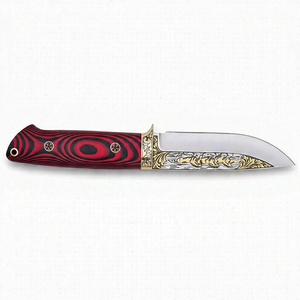 Herramienta Utilitaria Artesanal con Grabado Dorado de Vida Silvestre, Mango Rojo y Negro - Product Image 1