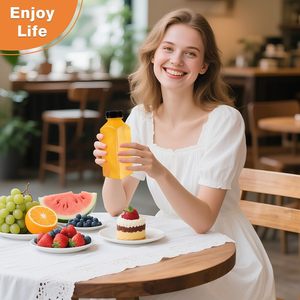 Bouteilles de jus en plastique de 12oz avec bouchons à vis, réutilisables, transparentes, de qualité alimentaire, pour jus, smoothies, fête, camping, 10 pièces - Product Image 2