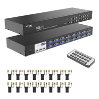 Console KVM 16 ports VGA MT-VIKI MT-1601UK-CH, commutateur KVM USB en rack 16x1, résolution 1920x1440 + 16 câbles