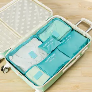 6件旅行储物袋套装便携式可折叠行李箱鞋子包装衣服整洁收纳衣柜旅行袋