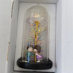 Lampe romantique en forme de rose dorée artificielle sous cloche en verre avec guirlande lumineuse LED féerique pour mariage, Saint-Valentin, cadeau et décoration - Product Image 6