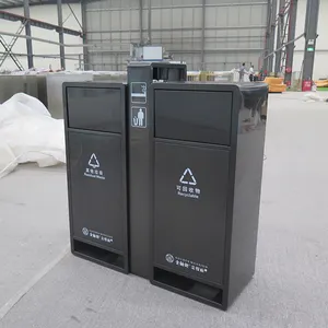 Lixeira de aço inoxidável de alta qualidade com capacidade dupla para reciclagem interna e externa, lata de papel para reciclagem