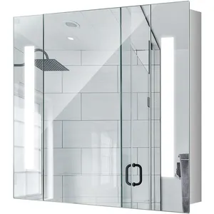 현대 럭셔리 LED 조명 욕실 가구 거울 304 스테인레스 스틸 캐비닛