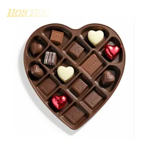 UV Printing Design Valentine Day Heart Chocolate Gift Box With 15 Piece Tray Holding Elegant Treat Packaging Box