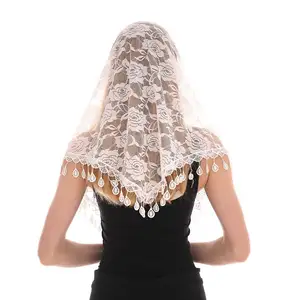 18 colori bianco donna spagnola Mantilla pizzo velo cattolico per cappella chiesa scialle testa che copre sciarpa scialle e sciarpe di massa