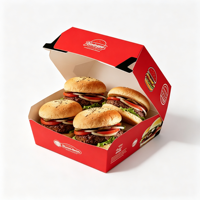 Emballage de hamburger en carton biodégradable recyclé avec logo personnalisé, qualité alimentaire, boîte à hamburger en papier ZJPACK