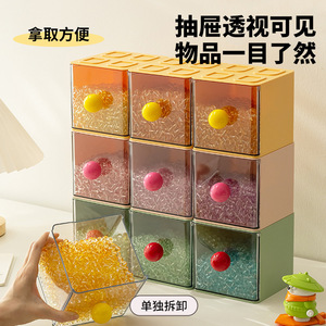 Desktop Storage <b>Box</b> With Lid Stackable Transparent Organizer For Office Supplies And <b>Books</b> Multicolor Rectangle Design - Product Image 2