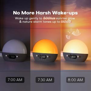 Sunrise <b>Light</b> White Noise Wake up <b>Sleep</b> Aid Bedroom Atmosphere BLE Music Smart Night <b>Lights</b> Alarm Clock Speaker <b>Light</b> - Product Image 3
