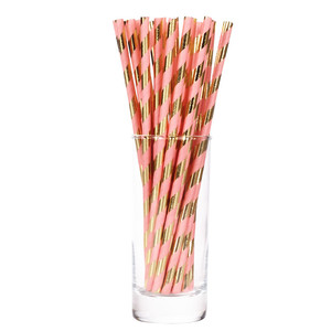Two Tone Hot Foil Straws Colorful Disposable Paper Straws For Party Drink Decorations - Product Image 3