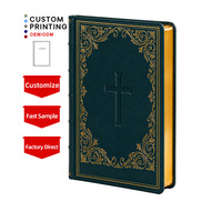Biblia Personalizada con Diseño de Cruz en Relieve, Tapa Dura de Cuero PU, Impresa al por Mayor, Fabricación OEM, Regalo Religioso