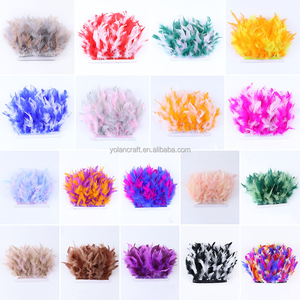 Venta al por mayor 2 yardas 10 - 5 cm doble Color pavo pluma ajuste flecos para coser falda vestido fiesta disfraz - Product Image 6