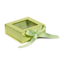 Boîte cadeau pliable personnalisée avec fermeture magnétique rigide, doublure en éponge gaufrée, recyclable, avec ruban et couvercle transparent
