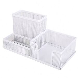 Pen Holder Mesh Pencil Holder Metal Desk Organizer with 3 Compartments Desk Accessories and Workspace Organizer - Product Image 6