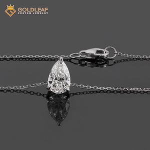 Collier pendentif en or blanc 10K avec diamant taille poire Goldleaf, chaîne à maillons, sertissage griffe, classique, cadeau de fiançailles pour femme, bijoux de fête - Product Image 5