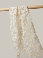 Dentelle de mariée vintage baroque en nylon/viscose brodée de fleurs, couleur ivoire, pour robes de mariage, respirante et résistante aux plis
