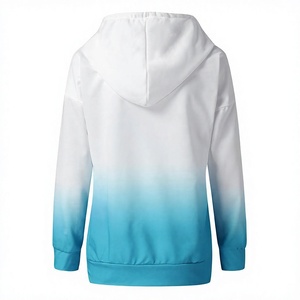 Women Hooded <b>Sweatshirt</b> Gradient Pink White <b>Heart</b> Print Full Sleeve Knitted Pullover With Pockets Autumn Wear Breathable - Product Image 4