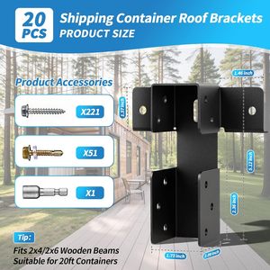 Heavy Duty Galvanized Steel Shipping Container Roof <strong>Brackets</strong> Fit 2X4 / 2X6 Wooden Beams for 20ft Containers - Product Image 2