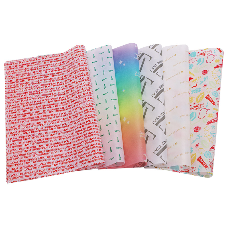 Custom Designed Logo Printed 17g Tissue Paper Colorful Cosmetic Uncoated Wax for Socks Packaging Clothing & Gift Wrapping