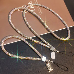 Длинная и Короткая подвеска на запястье со стразами, ремешок для мобильного телефона, полностью бриллиантовый кулон, красочный длинный ремешок на шею, анти-потеря - Product Image 1