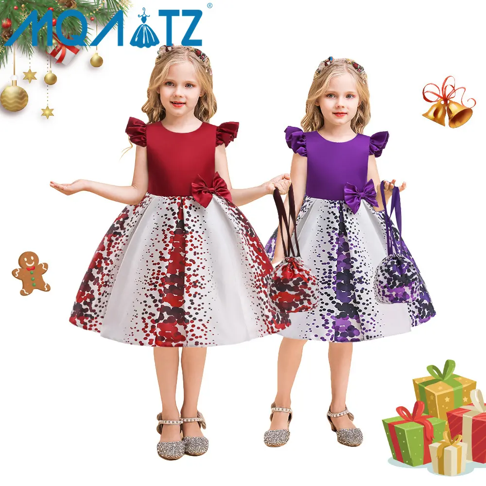 MQATZ Costume d'Halloween pour Enfants Fille Fête Enfants Imprimer Couleur Rouge Cosplay Princesse Robe SD080