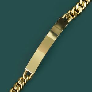 Bracelets personnalisés avec logo gravé, chaînes cubaines, breloques Miami, acier inoxydable plaqué or - Product Image 4