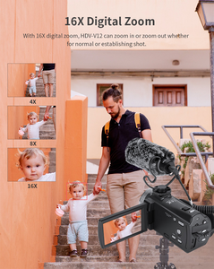 Caméra <span class=keywords><strong>vidéo</strong></span> portable V12 Andoer 1080P Full HD avec zoom numérique 16x, enregistrement <span class=keywords><strong>vidéo</strong></span>, écran LCD rotatif de 3,0 pouces - Product Image 6