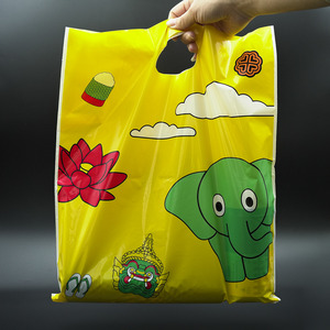 Custom Wholesale Cheap <strong>Personalised</strong> Large Gift Plastic Foldable <strong>Bags</strong> <strong>PE</strong> Reusable Die Cut Handle Shopping <strong>Bag</strong> With logo - Product Image 1