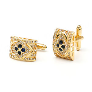 Latest Style <b>Cufflinks</b> Men's <b>Cufflinks</b> Luxurious <b>Gold</b> Shirt <b>Cufflinks</b> with Black Zircon Stones - Product Image 2