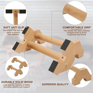 CZ Wooden Fitness Equipment Arm Exercise <b>Strength</b> <b>Training</b> Wooden Handle Wooden Push up Stand Wooden Parallettes Wood Pushup Bar - Product Image 4