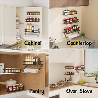 Organisateur de cuisine 2 niveaux pour ustensiles et épices – Support de rangement pour pots à épices et condiments