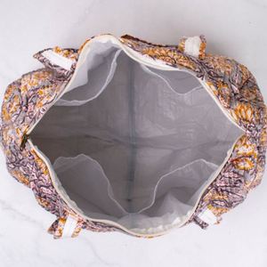 Block Printed Cotton Quilted Foldable Durable Sport Weekender Duffle Bag Zipper Large Capacity Portable Travel Bag for Women - Product Image 4