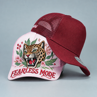 Casquette Trucker 5 Panneaux en Coton Personnalisée avec Logo Brodé, Visière Courbe, Maille Respirante, Style Rétro, Streetwear, Vente en Gros pour l'Extérieur