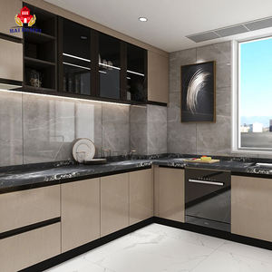 Laque personnalisée Mur complet pour les clients acrylique haute brillance garde-manger de luxe personnalisé ensemble de modèles en pvc armoires de cuisine modernes - Product Image 3