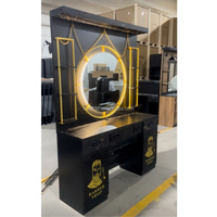 Station de coiffure moderne de luxe double face avec miroir et armoire pour salon