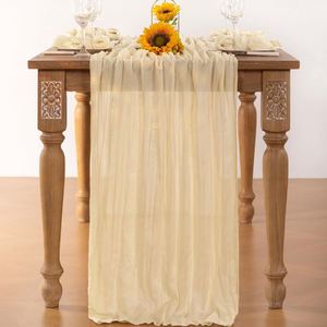 Nappe en gaze de coton transparente style bohème de 120 pouces pour table de printemps, mariage, baby shower, thé, Pâques, décoration - Product Image 4