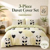 Vente en gros usine : Ensemble de housse de couette Cœur de Panda, 3 pièces, couleur personnalisée OEM ODM pour E-commerce, Hôtels et Domicile